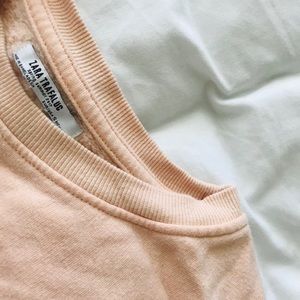 ZARA Peach Cropped Sweatshirt Pullover